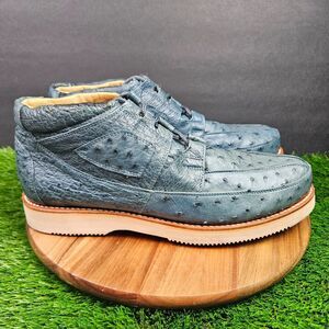 Los Altos Genuine Full Ostrich Shoes Lace Up Sneakers Mens Size 11.5 Exotic Skin